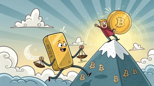 Сравнение роста Bitcoin и золота на фоне рекордных максимумов золота.