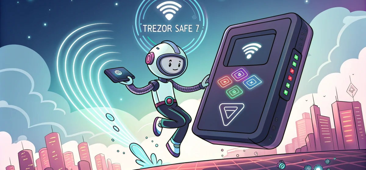 Обзор нового аппаратного кошелька Trezor Safe 7 с поддержкой квантовой защиты и беспроводной связи.